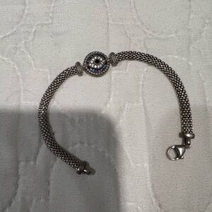 Evil eye Silver Mesh Bracelet.